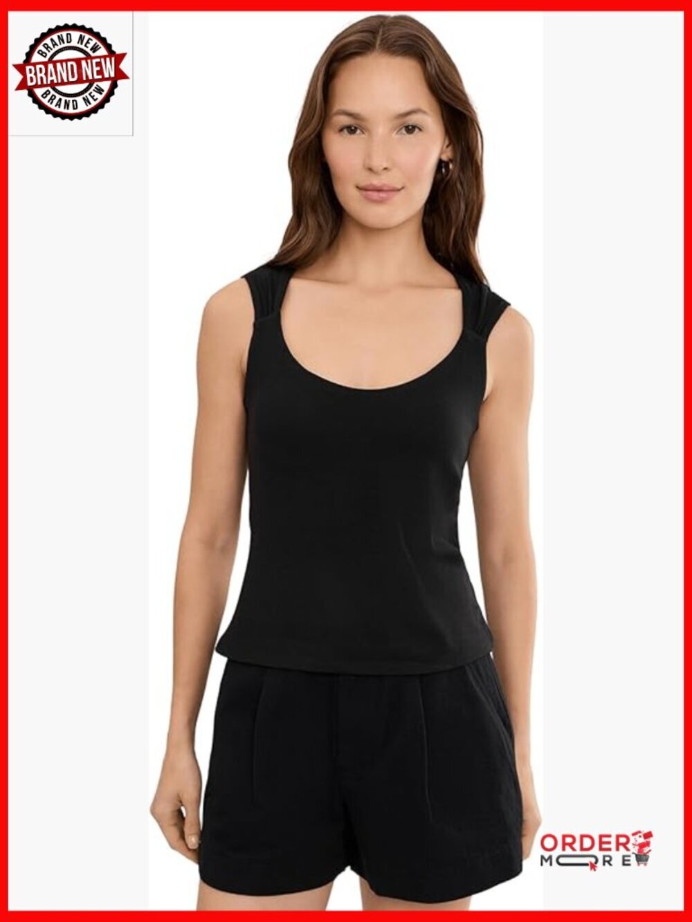 Sleeveless Built-In Bra Knit Top - Regular Fit Scoop Neck